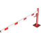 Swing barrier | with pull rope reinforcement | to be fixed by plugs, hot-dip galvanized and red coated with white reflecting rings | Barrier arm length: 2500 mm | with Euro profile cylinder lock